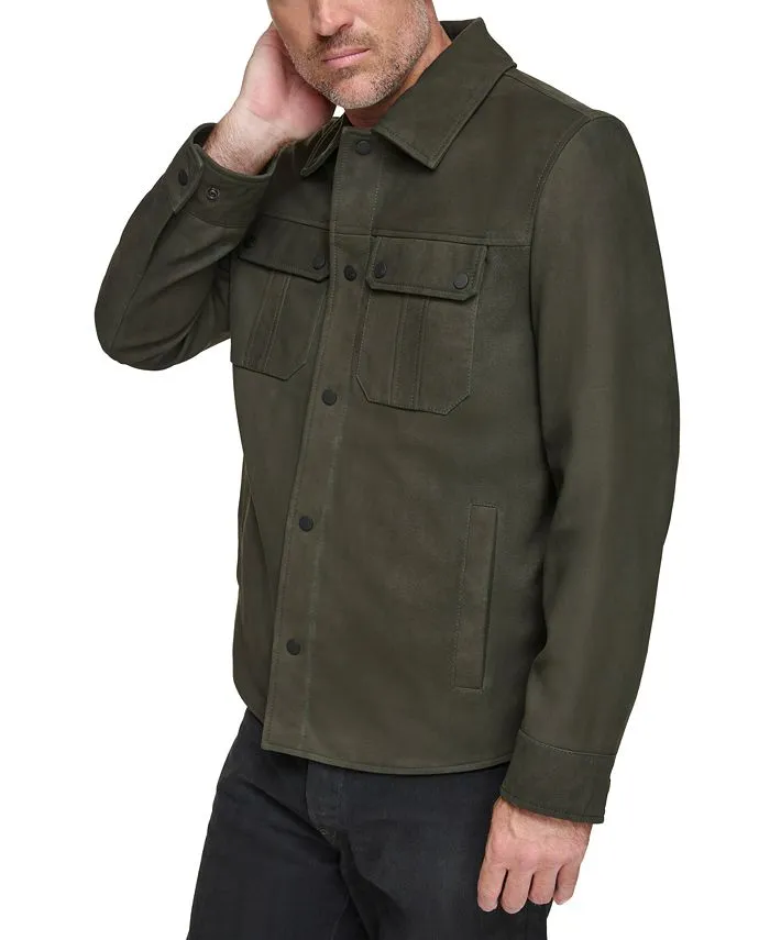 Men's leather shirt The Laredo Marc New York, green