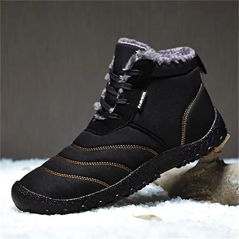 Men's Walking Warm Comfortable Snow Boots Non-Slip Flat Casual Slip On Boots