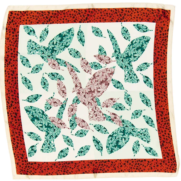 Multi Print Silk Border Scarf