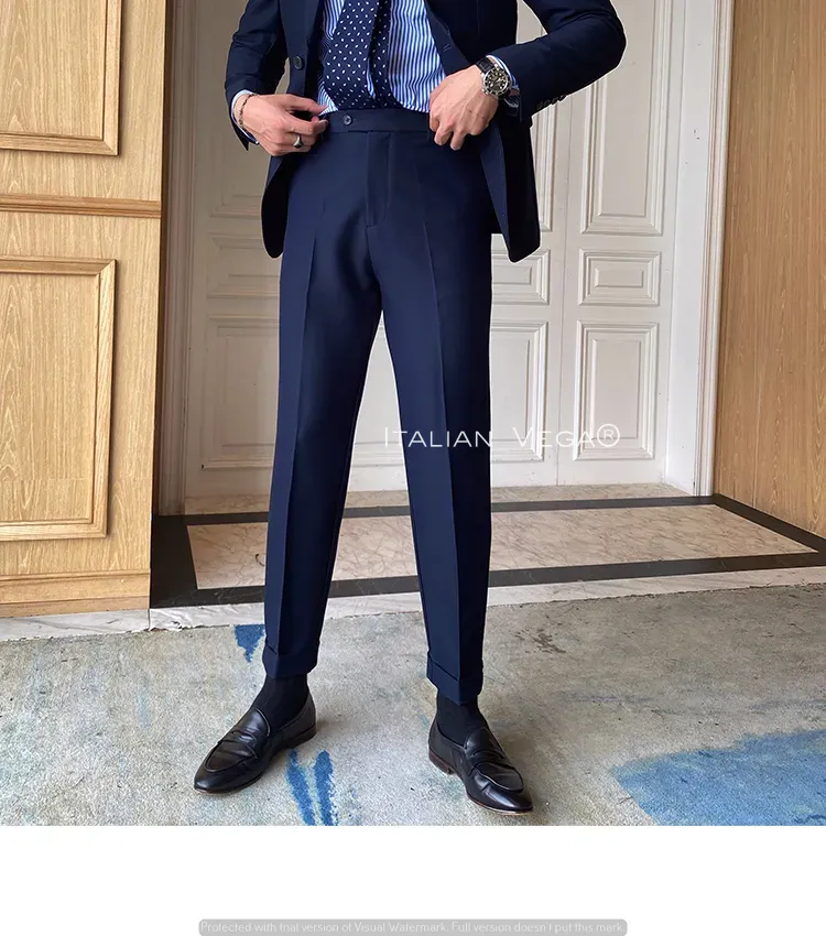 Navy Blue Men Formal Pants by Italian Vega®