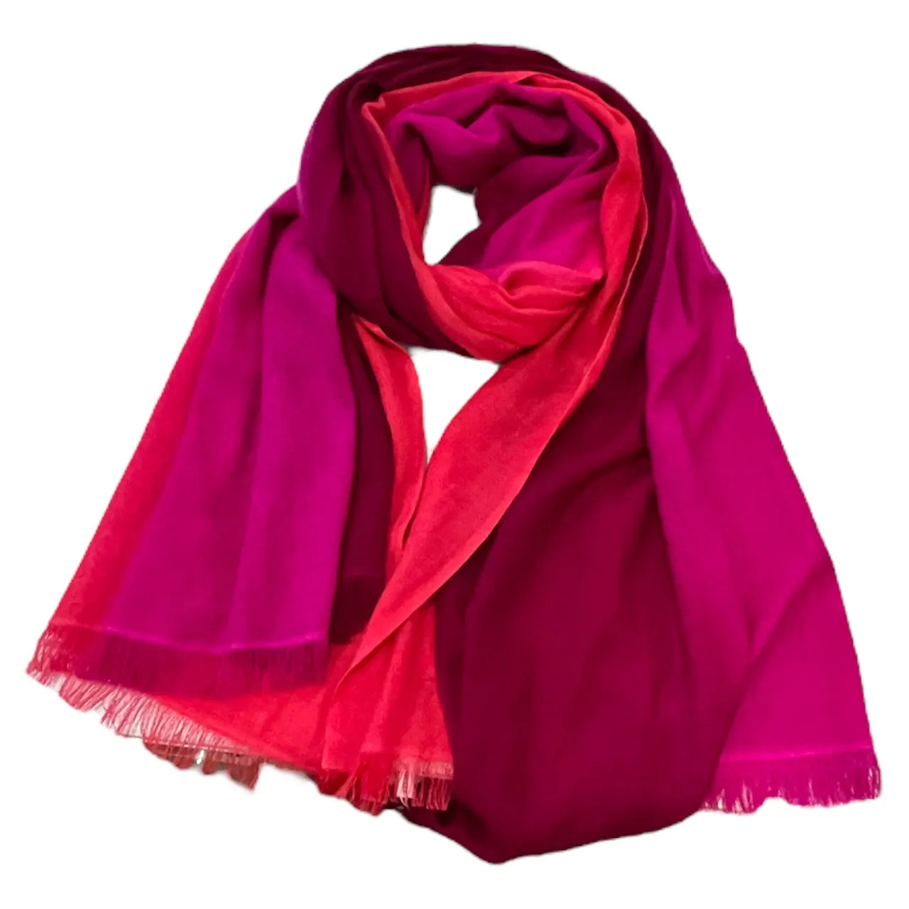 Ombre Cashmere Shawl in Pink, Orange and Magenta