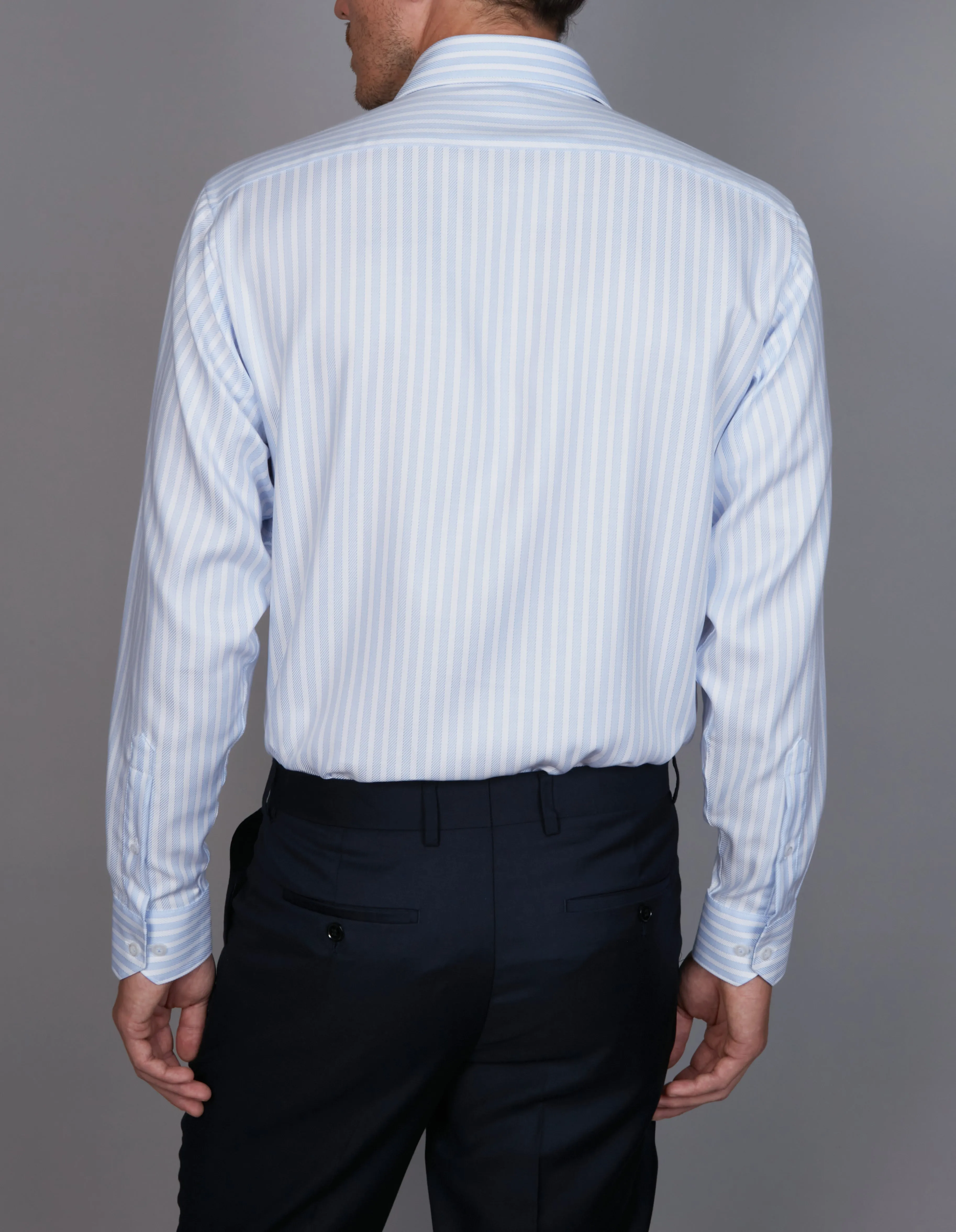 Oxford Business Shirt - Stripe - Sky Blue & White