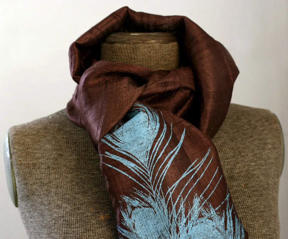 Peacock Feather Silk Scarf