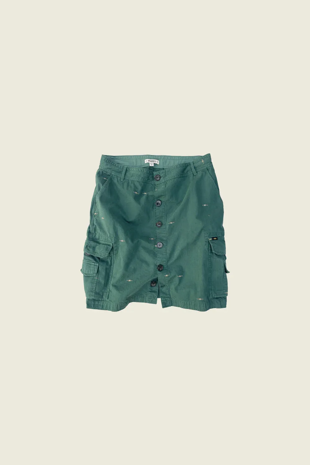 PHIPPS STAR EMBROIDERED CARGO SKIRT GREEN