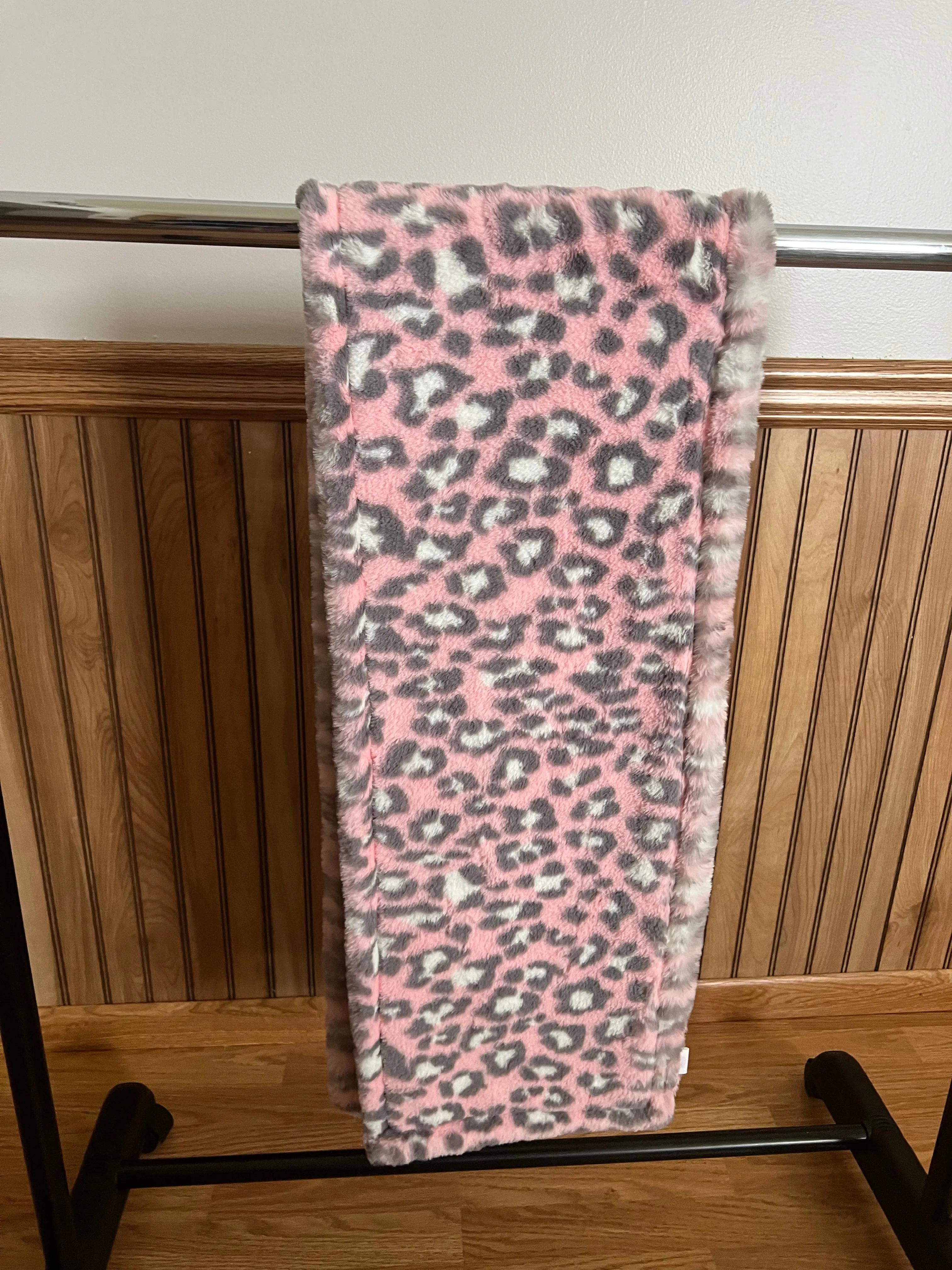 Pink Leopard Seal Minky Scarf