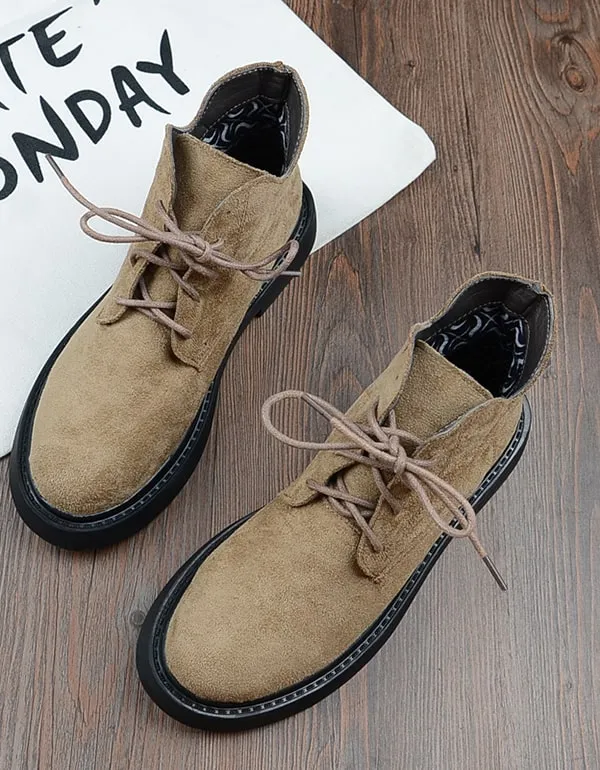 Retro Lace up Comfortable Suede Boots