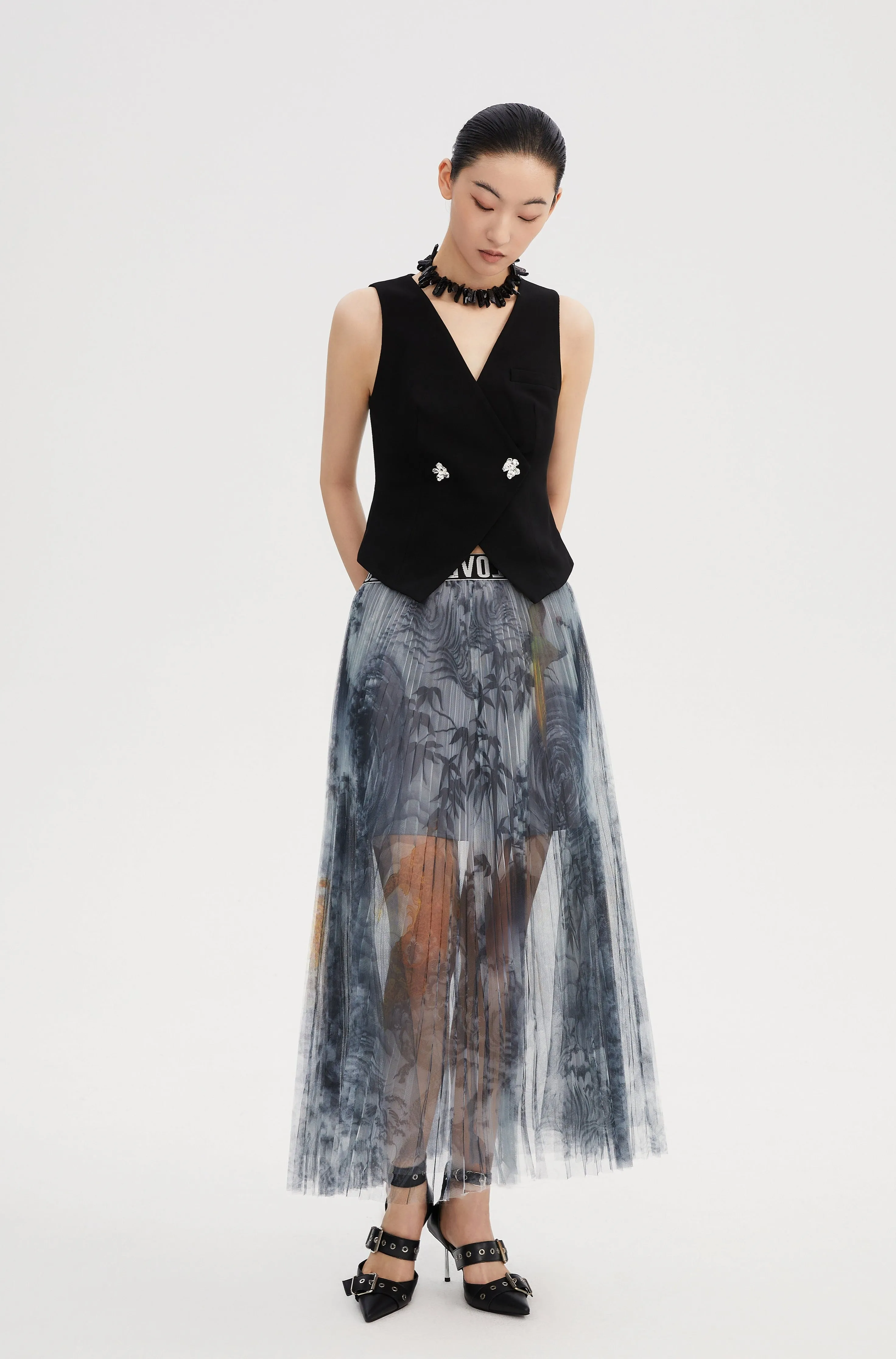 SEJIE | Whispering Winds Pleated Midi Skirt