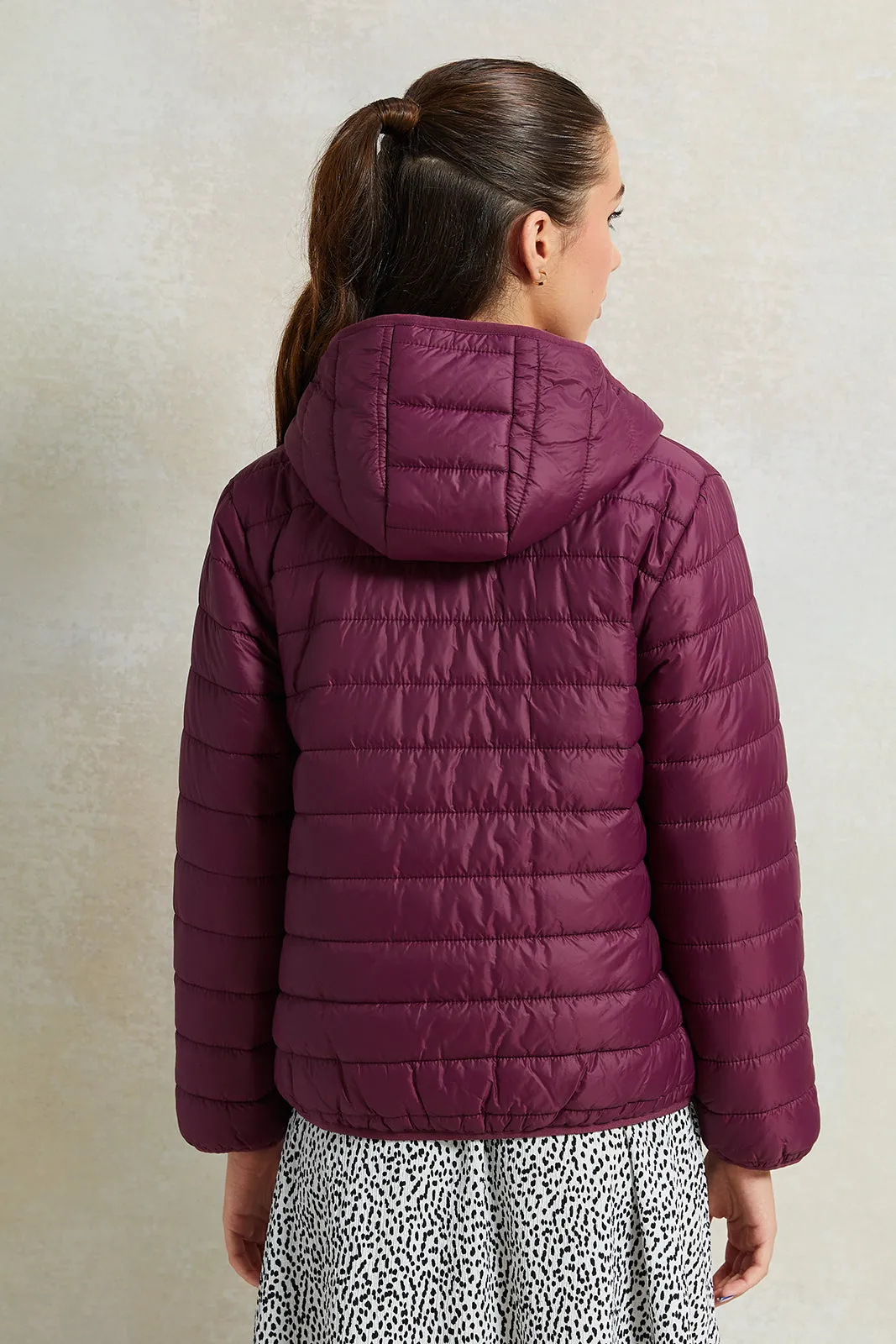 Senior Girls Burgundy Padded Hooded Jacket