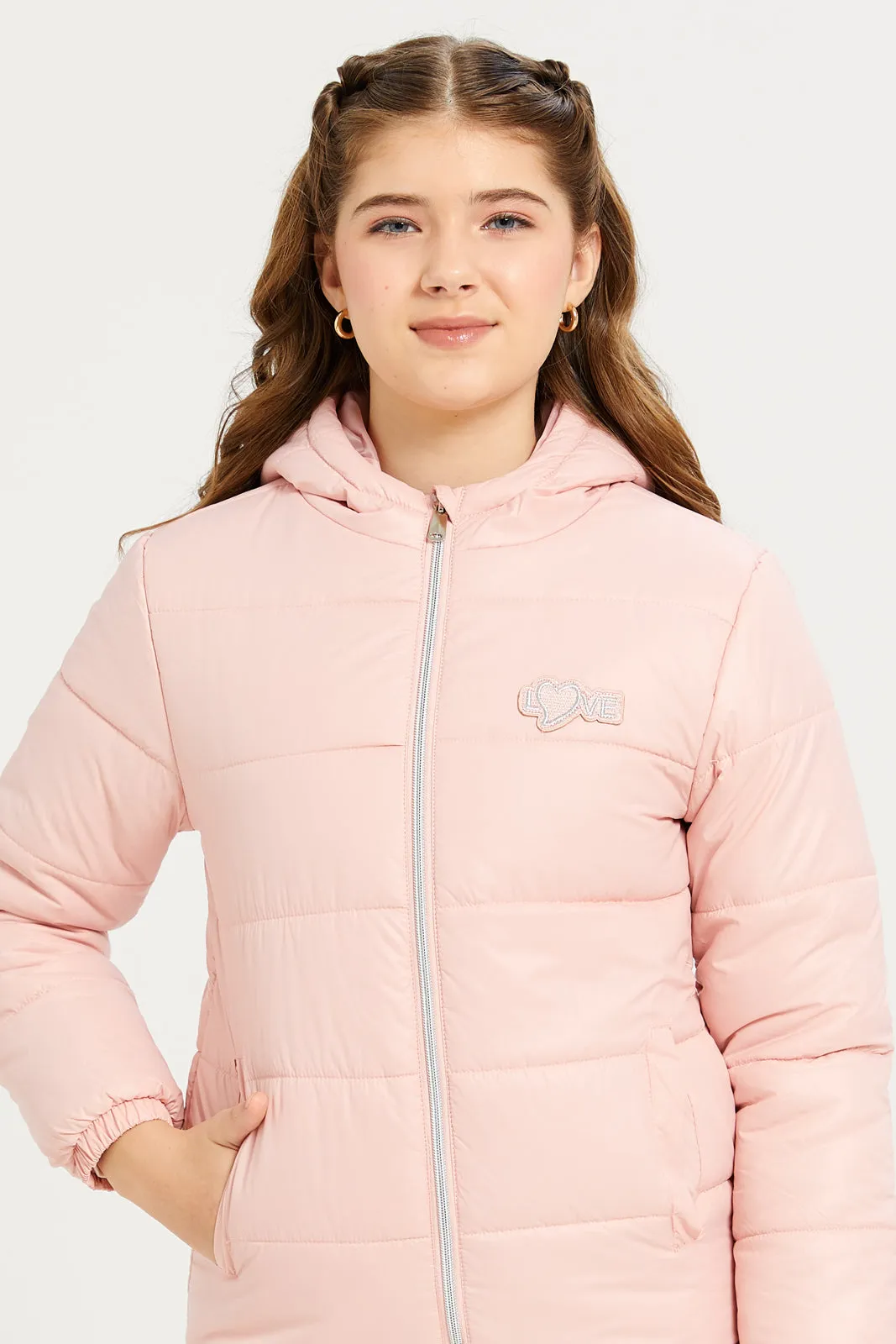 Senior Girls Pink Hooded Jacket