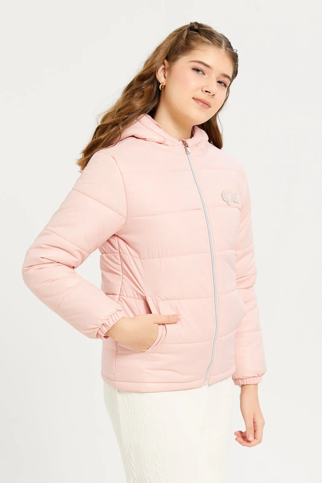 Senior Girls Pink Hooded Jacket