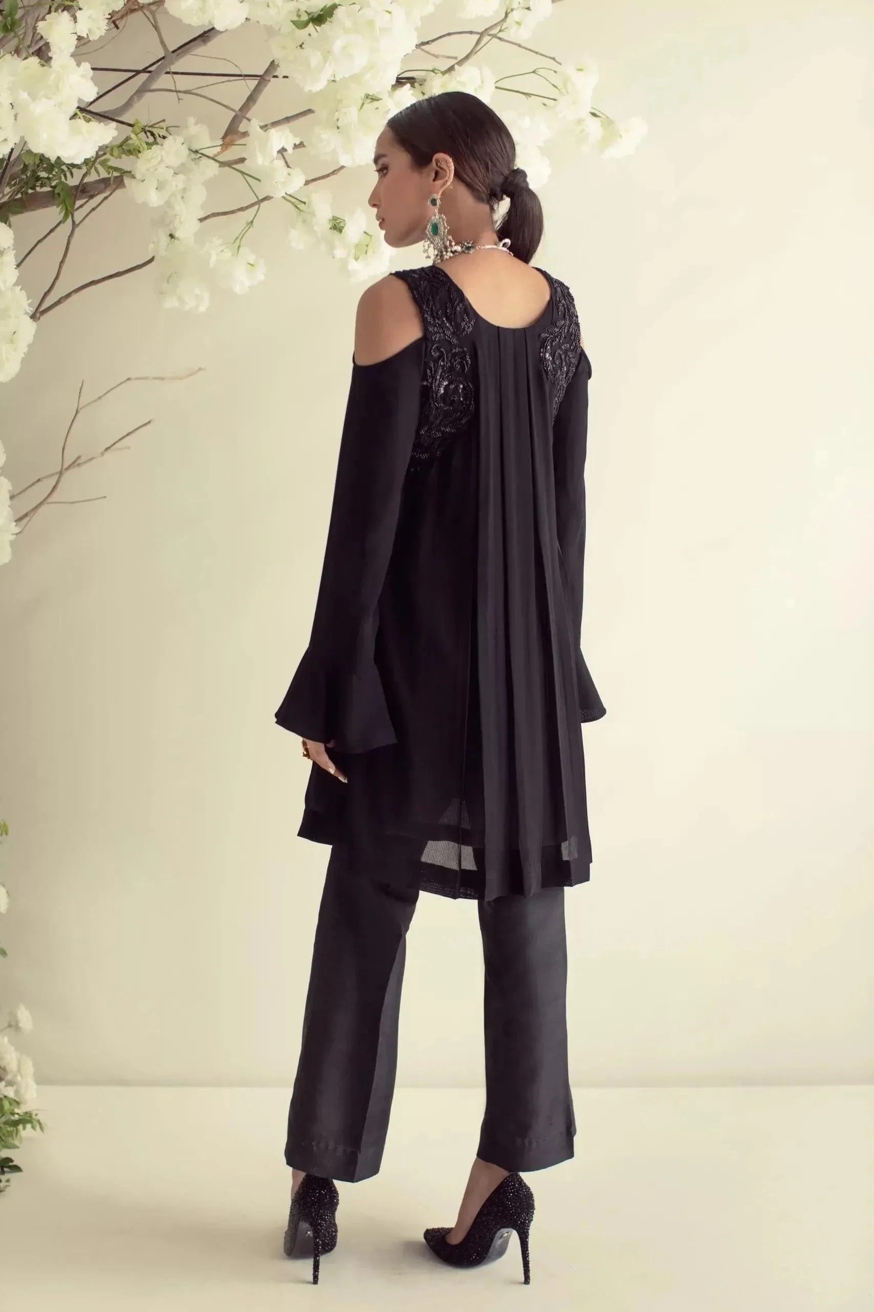 Shehrnaz - SHK-973 - Black - Chiffon - 2 Piece