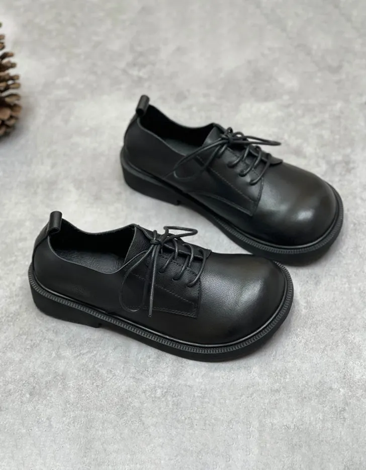 Soft Leather Lace-up Comfortable Wide Toe Box Shoes