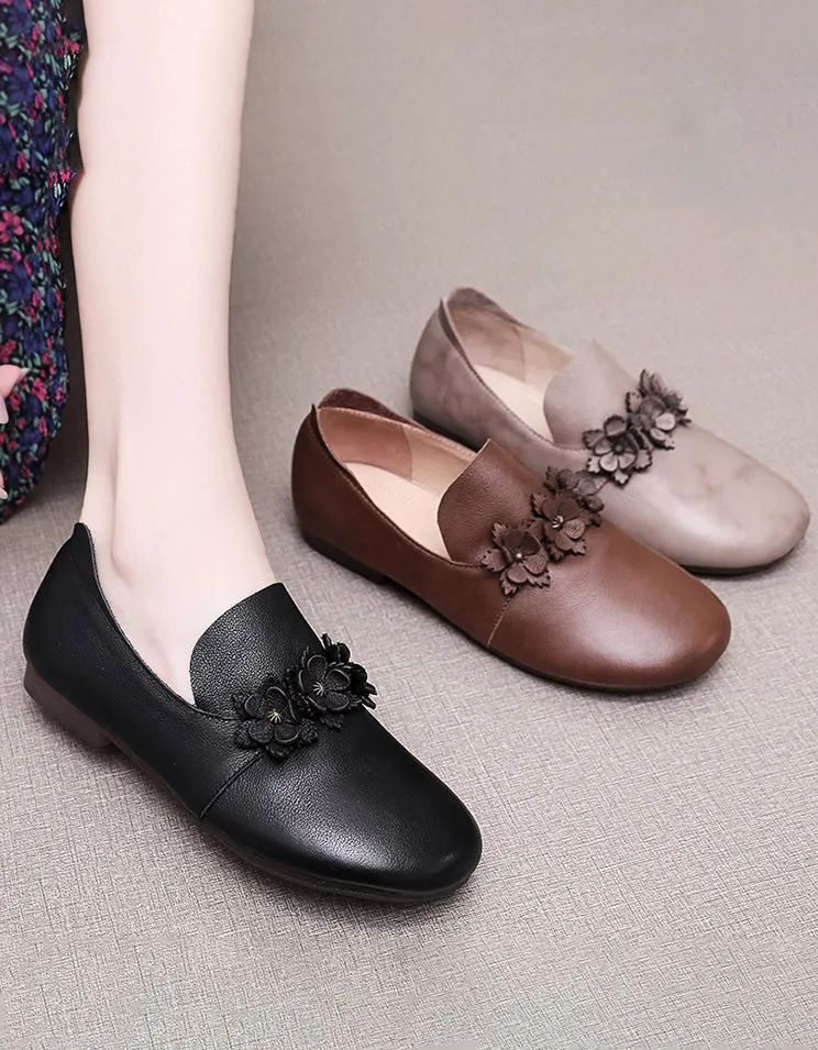 Spring Flower Comfortable Retro Flat Shoes 35-43