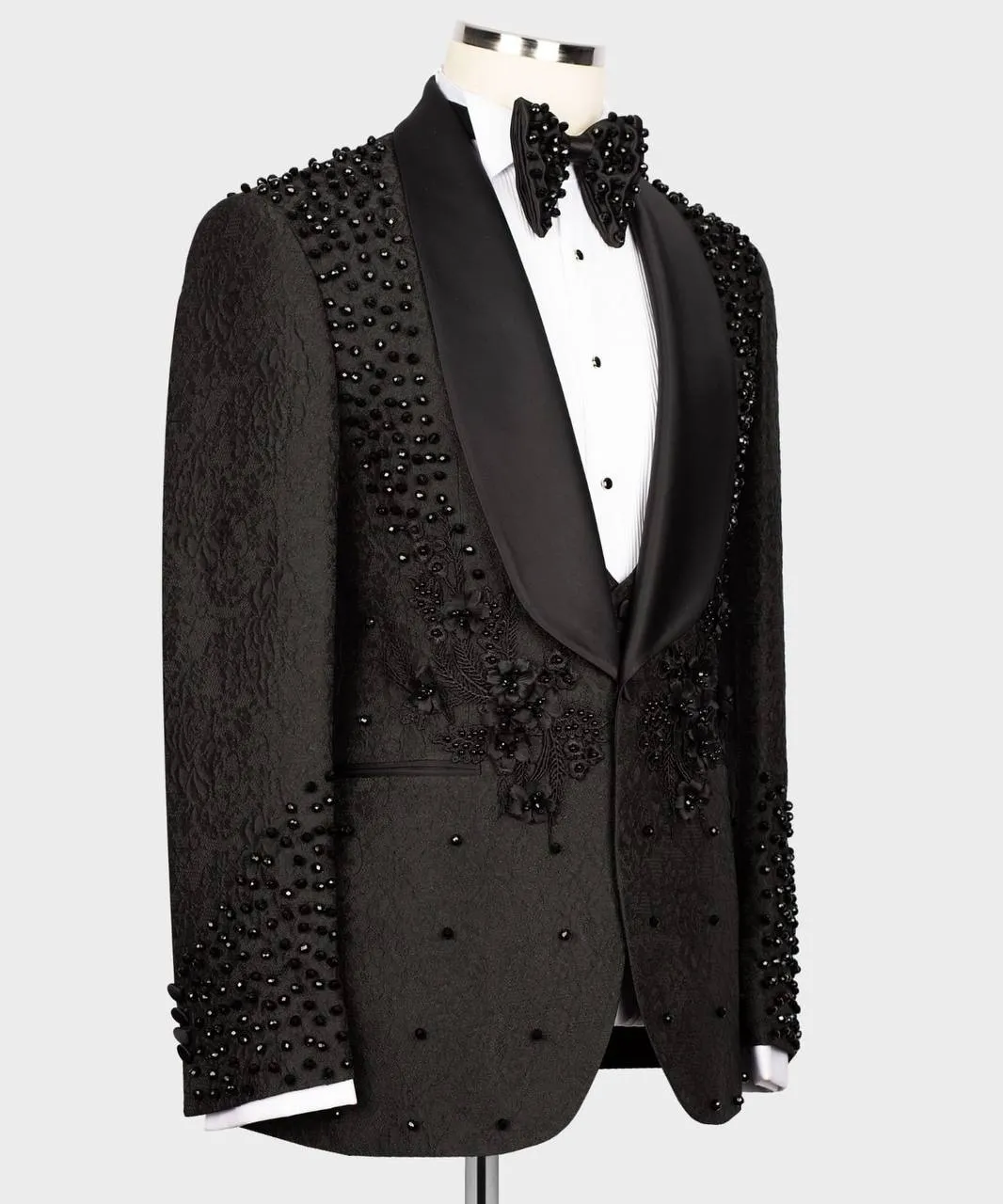 Stone Stitched Exclusive Black Beaded Tuxedo