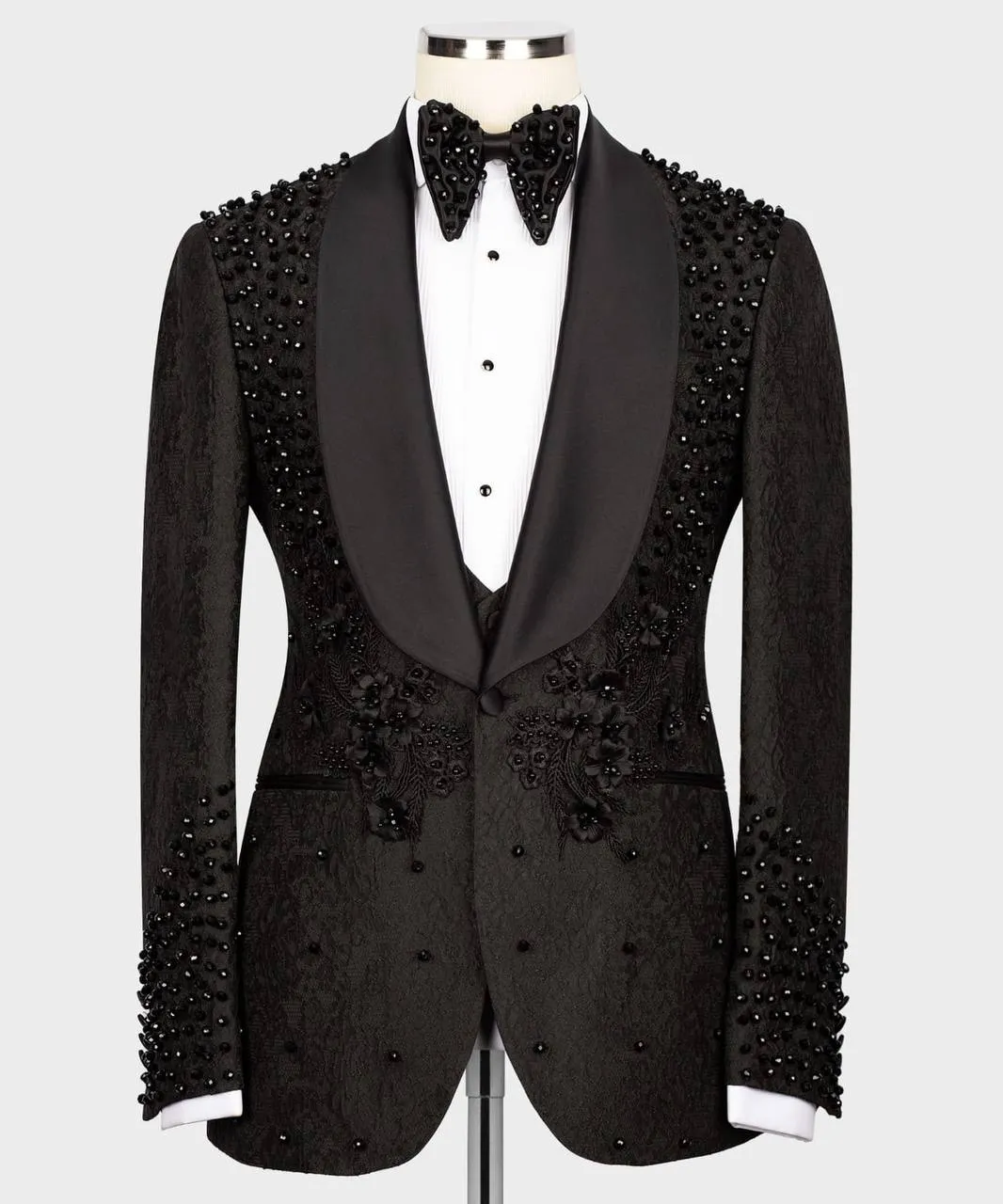 Stone Stitched Exclusive Black Beaded Tuxedo