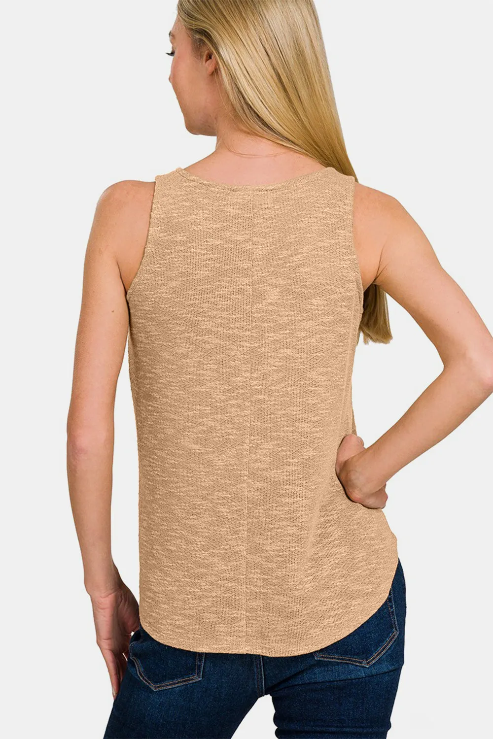 V-Neck Curved Hem Tank