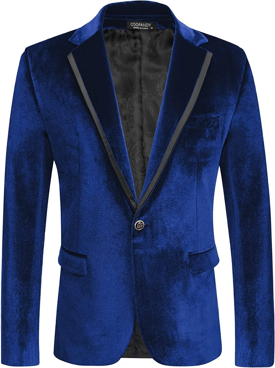 Velvet Slim Fit Solid One Button Blazer (US Only)