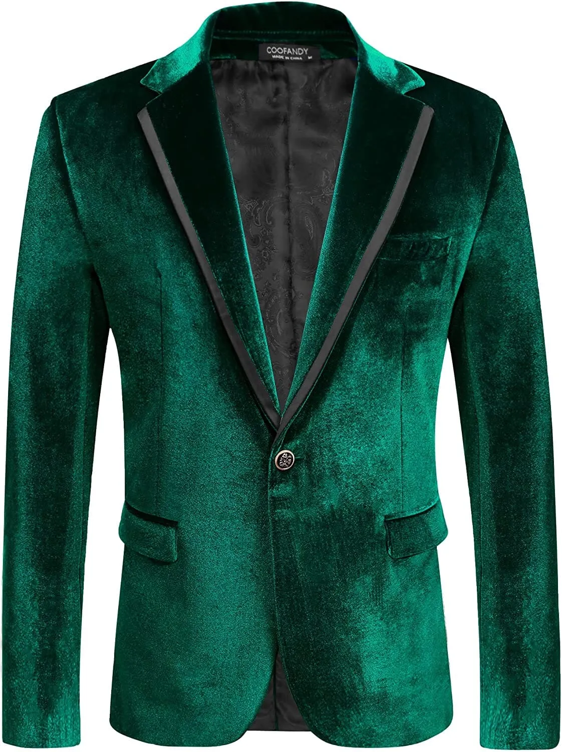 Velvet Slim Fit Solid One Button Blazer (US Only)