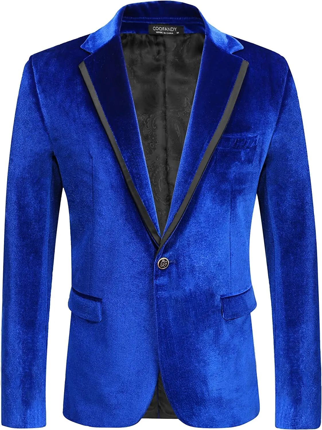 Velvet Slim Fit Solid One Button Blazer (US Only)