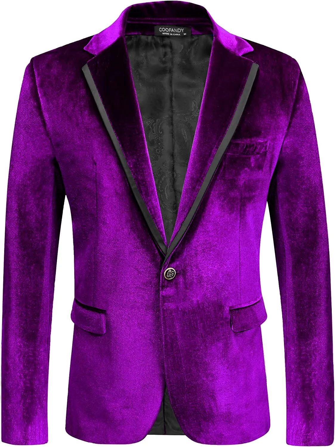 Velvet Slim Fit Solid One Button Blazer (US Only)