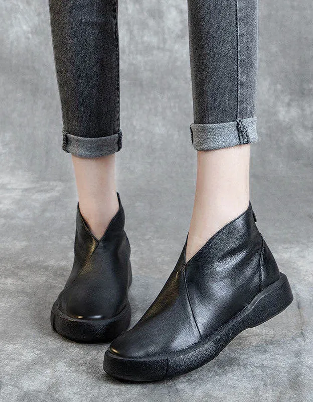 Waterproof Comfortable Leather Retro Ankle Boots