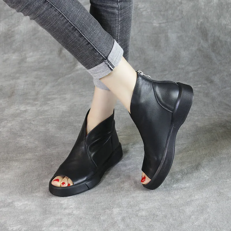 Waterproof Comfortable Leather Retro Ankle Boots