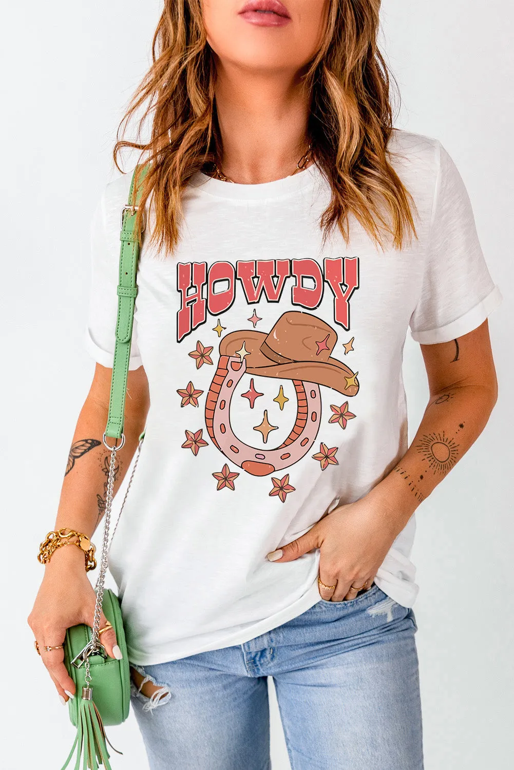 Western "HOWDY" Horseshoe Star T Shirt