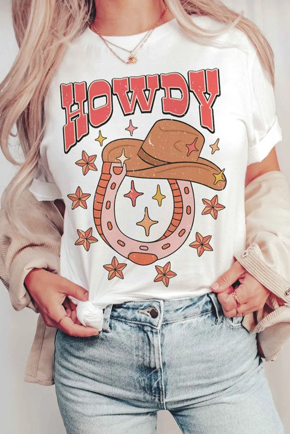 Western "HOWDY" Horseshoe Star T Shirt