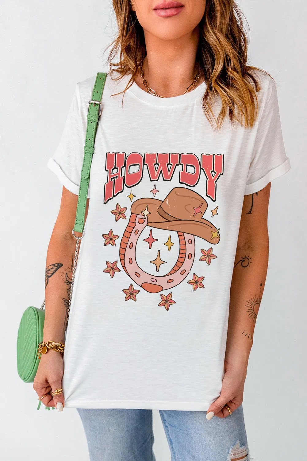 Western "HOWDY" Horseshoe Star T Shirt