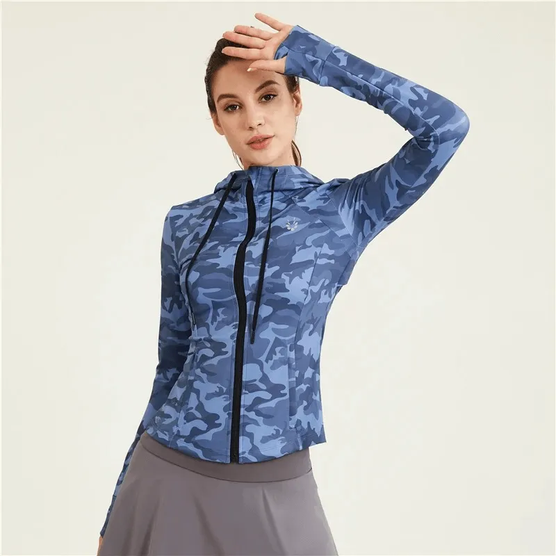 Women's Athletic Camo Zip Jacket for Running - SF2008