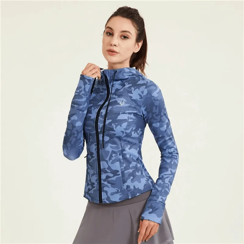 Women's Athletic Camo Zip Jacket for Running - SF2008