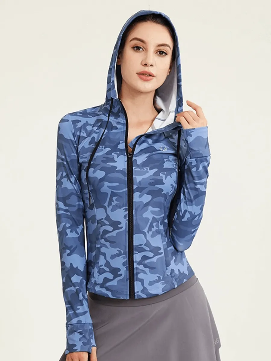 Women's Athletic Camo Zip Jacket for Running - SF2008