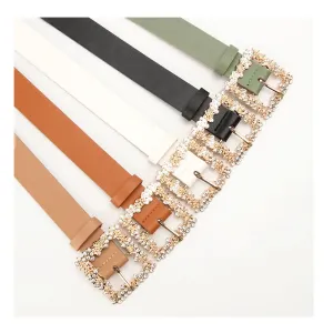 Women's Belt Alloy Inlaid Needle Buckle Paired With Dress Decoration Belt Elegant And Versatile, Niche PU Belt