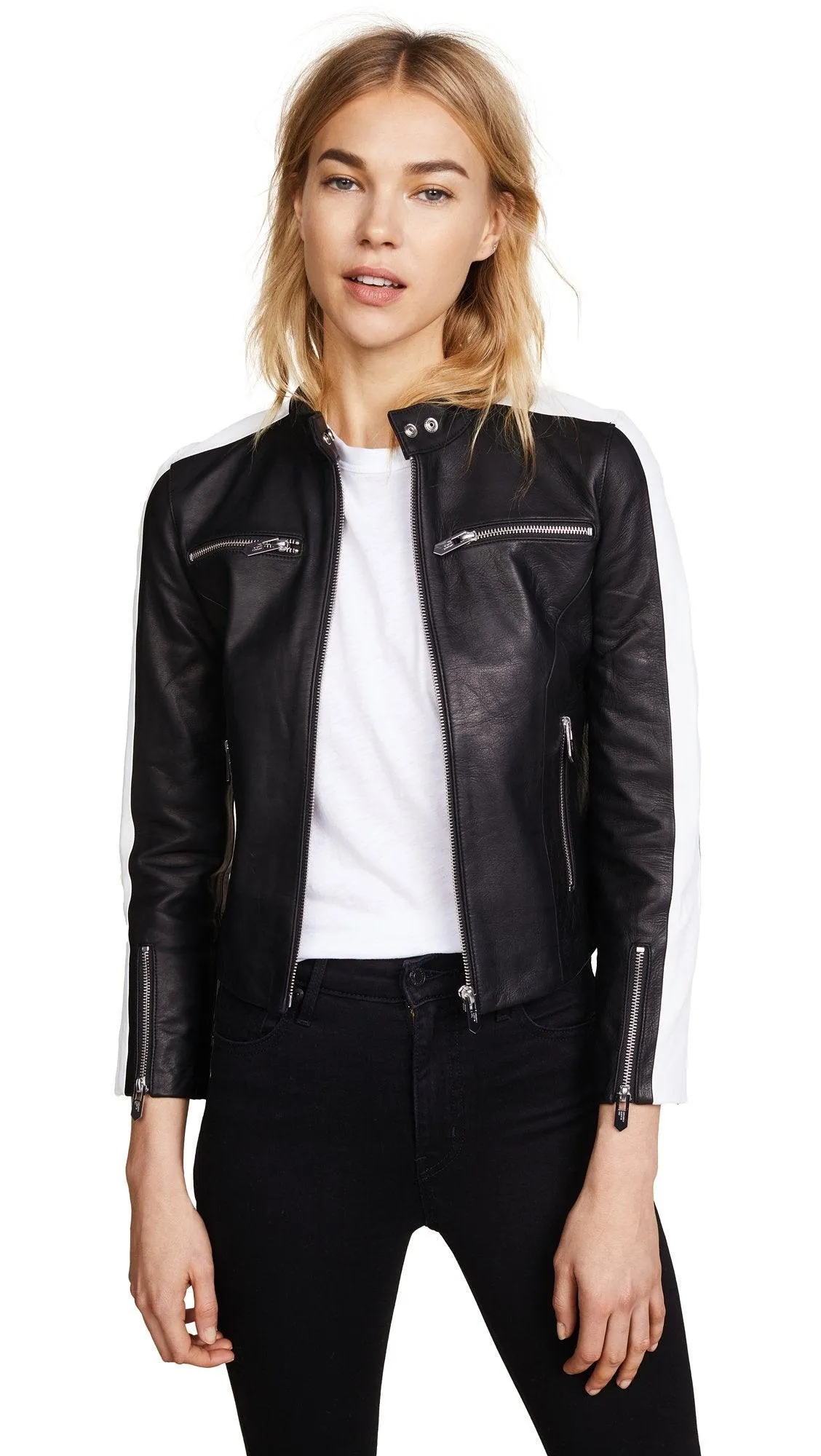 Women's Michel Black Racer Leather Jackets