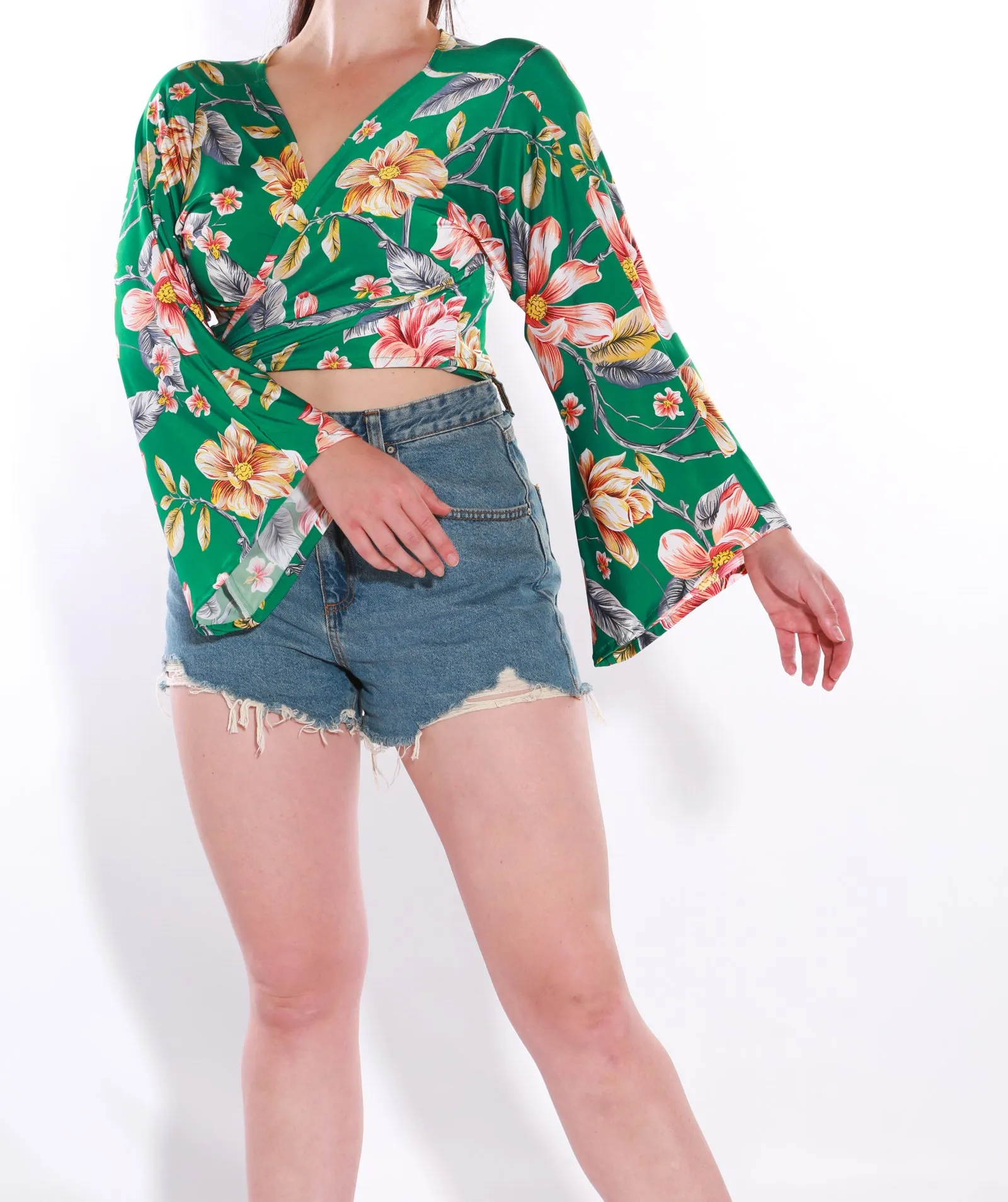 Wrap top - Freesize- Green Lilly