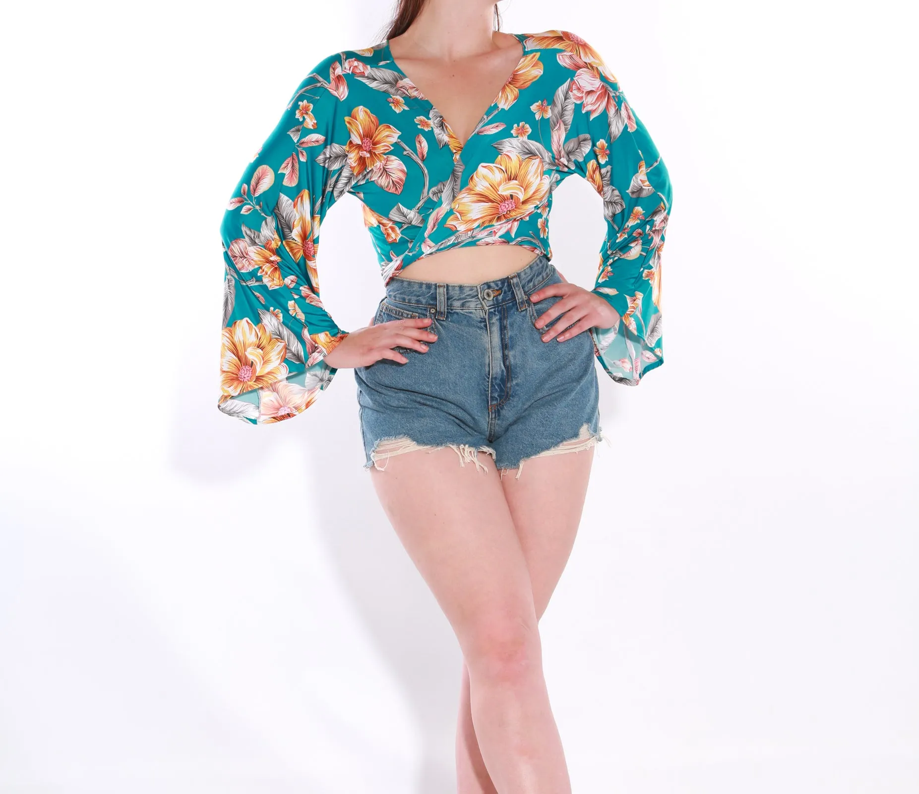 Wrap top - Freesize- Turquoise Lilly